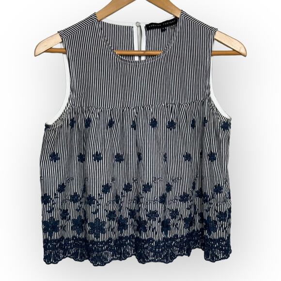 English Factory Women's Blue & White Striped Cotton Embroidered Blouse Size S - Picture 3 of 13